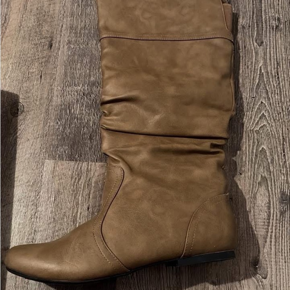 Brown Slouchy Knee-High Boots
